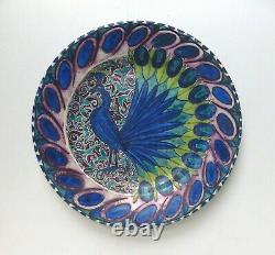 John Pearson Arts & Crafts Lustre Glazed Peacock Plate c. 1900, De Morgan Style