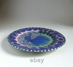 John Pearson Arts & Crafts Lustre Glazed Peacock Plate c. 1900, De Morgan Style