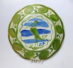 John Pearson Arts & Crafts Lustre Glazed Peacock Plate c. 1900, De Morgan Style