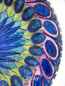 John Pearson Arts & Crafts Lustre Glazed Peacock Plate c. 1900, De Morgan Style
