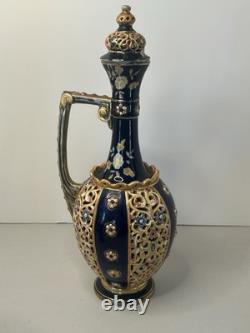 Josef Steidl Znaim Blue Flower Colorful Vase/Water Jug