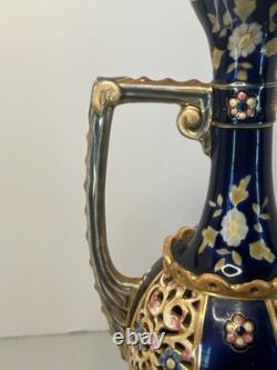 Josef Steidl Znaim Blue Flower Colorful Vase/Water Jug