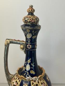 Josef Steidl Znaim Blue Flower Colorful Vase/Water Jug