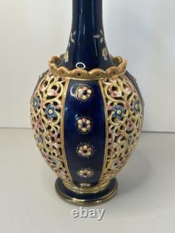 Josef Steidl Znaim Blue Flower Colorful Vase/Water Jug