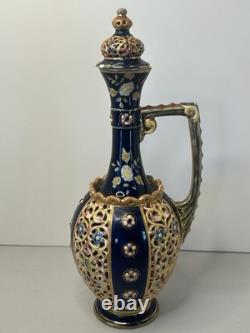 Josef Steidl Znaim Blue Flower Colorful Vase/Water Jug