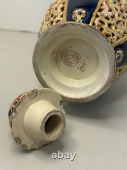 Josef Steidl Znaim Blue Flower Colorful Vase/Water Jug