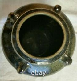 Jugtown Ware Early Pottery 4 Handle Vase North Carolina Art & Craft brown/green