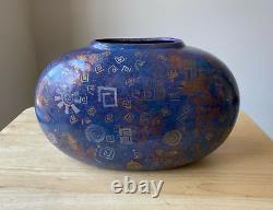 KRISTI DE SALSA 11 Blue Southwestern Style Art Pottery Vase Arizona VGUC