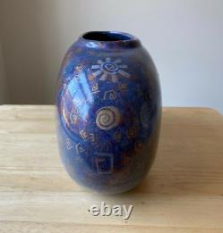 KRISTI DE SALSA 11 Blue Southwestern Style Art Pottery Vase Arizona VGUC