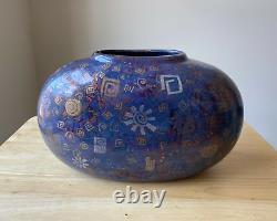 KRISTI DE SALSA 11 Blue Southwestern Style Art Pottery Vase Arizona VGUC