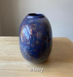 KRISTI DE SALSA 11 Blue Southwestern Style Art Pottery Vase Arizona VGUC