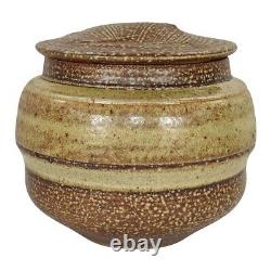 Karen Karnes Studio Art Pottery Hand Crafted Stoneware Lidded Jar Vase