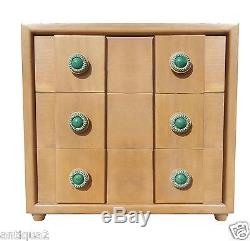 Karpen Monterey Paneled Oak Chest Of Drawers Arts & Crafts Era Glazed Ceramic