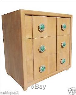 Karpen Monterey Paneled Oak Chest Of Drawers Arts & Crafts Era Glazed Ceramic