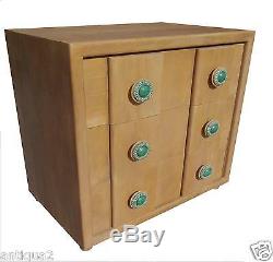 Karpen Monterey Paneled Oak Chest Of Drawers Arts & Crafts Era Glazed Ceramic