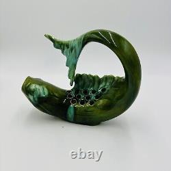 Koi Fish Planter Vase Flower Pot Frog Vintage Mid Century Green Home Decor