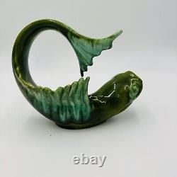 Koi Fish Planter Vase Flower Pot Frog Vintage Mid Century Green Home Decor