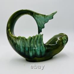 Koi Fish Planter Vase Flower Pot Frog Vintage Mid Century Green Home Decor