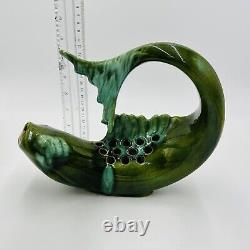 Koi Fish Planter Vase Flower Pot Frog Vintage Mid Century Green Home Decor