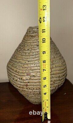 Large 11 1/2 Handmade Coiled Ceramic Round Vase Modern Textured Decorative Vase