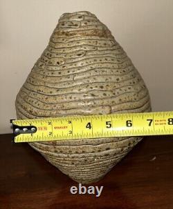 Large 11 1/2 Handmade Coiled Ceramic Round Vase Modern Textured Decorative Vase