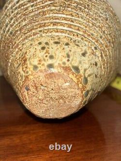 Large 11 1/2 Handmade Coiled Ceramic Round Vase Modern Textured Decorative Vase