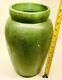 Large 12 Arts & Crafts Matte Green Yelloware Art Pottery Vase Vtg Old Antique