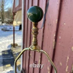 Large Antique Arts & Crafts Mission Unsigned Matte Green Pottery Table Lamp