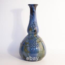 Large Arts and Crafts Double Gourd form Elton Sunflower Pottery Vase