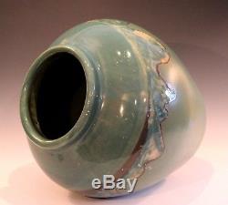 Large Drip Glaze Zanesville Urn Pottery Arts & Crafts Oil Jar Floor Vase 17H
