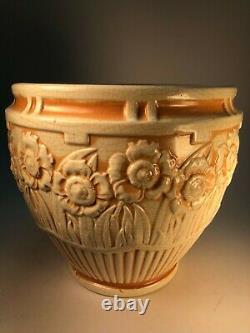 Large Early Roseville Jardiniere Floral Theme Old Arts and Crafts Pottery Vase