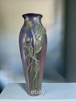 Large Ephraim Art Pottery Thistle Vase By Laura Klein 16 Tall Arts & Crafts