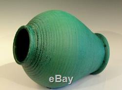 Large Merrimac Pottery Vase Antique Matt Green American Arts & Crafts 15