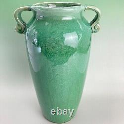 Large Mid Century Green Glaze Art Pottery Vase in the Arts & Crafts Style 12