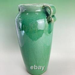 Large Mid Century Green Glaze Art Pottery Vase in the Arts & Crafts Style 12