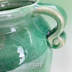 Large Mid Century Green Glaze Art Pottery Vase in the Arts & Crafts Style 12