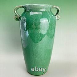 Large Mid Century Green Glaze Art Pottery Vase in the Arts & Crafts Style 12