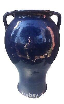 Large Vintage Bybee Arts & Crafts Blue Southern Folk NC KY Art PotteryVase