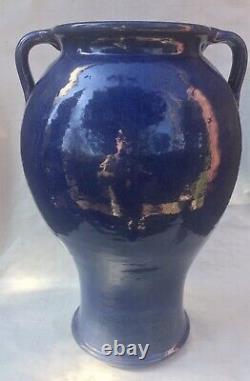 Large Vintage Bybee Arts & Crafts Blue Southern Folk NC KY Art PotteryVase