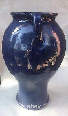 Large Vintage Bybee Arts & Crafts Blue Southern Folk NC KY Art PotteryVase