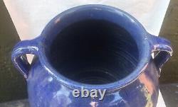 Large Vintage Bybee Arts & Crafts Blue Southern Folk NC KY Art PotteryVase