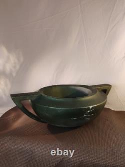 Large Vintage circa-1960s Arts & Crafts Hand Formed Art Pottery Bowl Matte Green