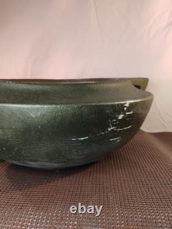 Large Vintage circa-1960s Arts & Crafts Hand Formed Art Pottery Bowl Matte Green