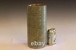 Large Zanesville Pottery Vase Cylinder Arts & Crafts Vintage Ribs Norwalk 12