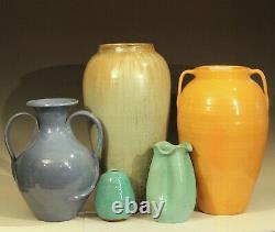 Large Zanesville Pottery Vase Cylinder Arts & Crafts Vintage Ribs Norwalk 12