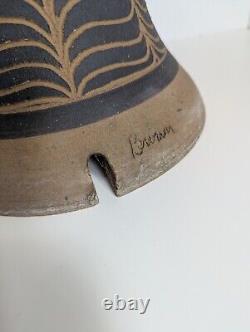 Larry & Terry Brown 12 Studio Art Pottery-Stoneware Feather Incised Garden