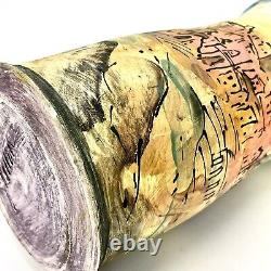 Laurie Shaman Signed Vase Cityscape Hand Painted Art Studio Pottery Ooak Euc