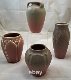 Lot Of 4 Vintage Rookwood Arts & Crafts Vases -1916/1921/1923/1928-all Excellent