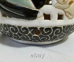 Lovely Vintage DONA Vietnam Hand Crafted Pottery Reticulated Ginger Jar