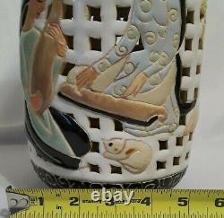 Lovely Vintage DONA Vietnam Hand Crafted Pottery Reticulated Ginger Jar